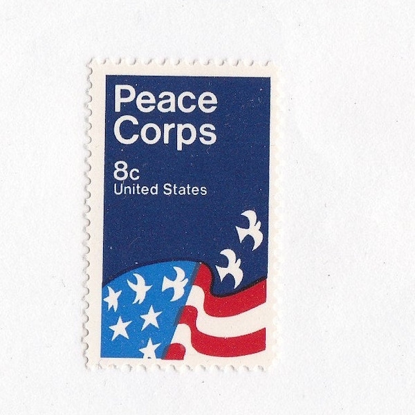 Peace Corps 8c Unused Vintage 1972 Postage Stamps for Mailing - Collecting - Crafts. Scott Catalog 1447