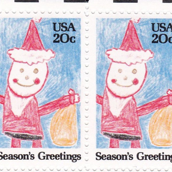 Santa Claus 20c Unused Vintage 1984 Postage Stamps for Mailing - Collecting - Crafts. Scott Catalog 2108