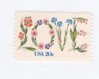 Love 20c Unused Vintage 1982 Postage Stamps for Mailing - Collecting - Crafts. Scott Catalog 1951