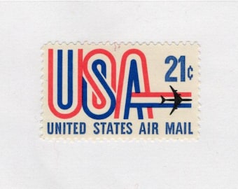 USA Airmail  21c Unused Vintage 1971 Postage Stamps for Mailing - Collecting - Crafts. Scott Catalog C81