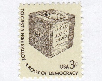 Early Ballot Box 3c Unused Vintage 1977 Postage Stamps for Mailing - Collecting - Crafts. Scott Catalog 1584