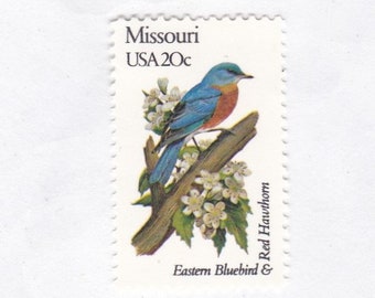 Missouri State Bird and Flower 20c Unused Vintage 1982 Postage Stamps for Mailing - Collecting - Crafts. Scott Catalog 1953