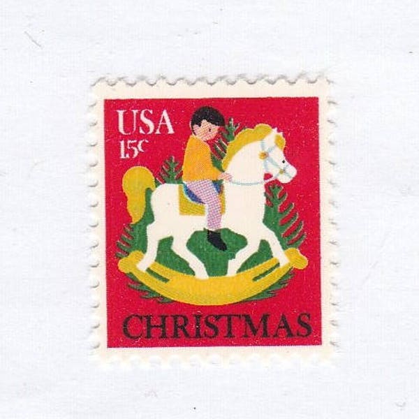 Child on Rocking Horse 15c Unused Vintage 1978 Postage Stamps for Mailing - Collecting - Crafts. Scott Catalog 1769