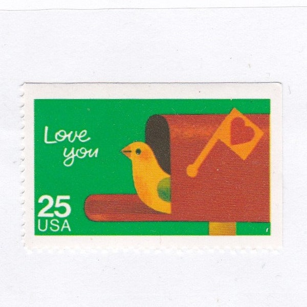 Love You 25c Unused Vintage 1988 Postage Stamps for Mailing - Collecting - Crafts. Scott Catalog 2398