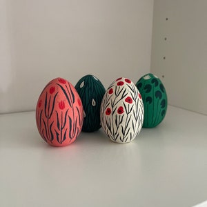 Floral Wood Eggs — Hand-painted