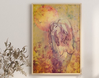 Aphrodite goddess art print, sacred feminine wall art, aphrodite print, sensual wall art