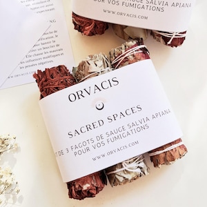 Sacred Spaces Smudge Kit van 3 saliestokjes, natuurlijke witte salie, eucalyptus saliebundel, drakenbloedsalie