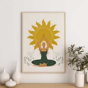 sun goddess wall art, mindfulness meditation wall art, positive mind wall decor, sacred feminine print, feminine  wall art