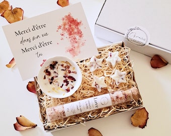 Love gift box, scented bath salts, natural candle, scented fondants, greeting card, women's gift box, Christmas gift box