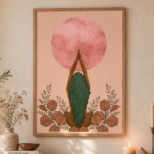 Moon ritual wall art, sacred feminine poster, spiritual woman art, self-love poster, self care art, mid century wall art, full moon print
