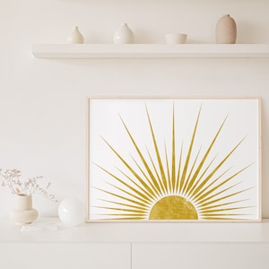 Sunrise wall art print, sun wall art, boho sun print, minimalist sun art, boho wall decor