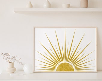 Sunrise wall art print, sun wall art, boho sun print, minimalist sun art, boho wall decor