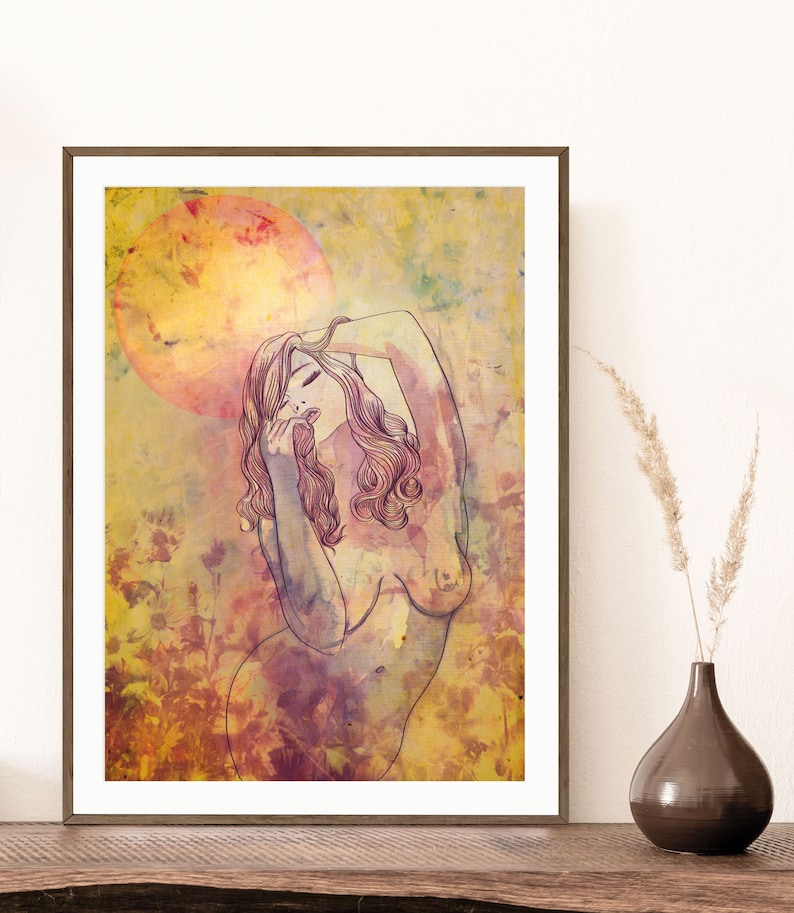 Aphrodite goddess art print, sacred feminine wall art, aphrodite print, sensual wall art image 3