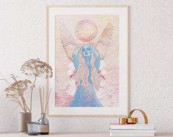 Goddess persophone art print, goddess art print, sacred feminine wall print, spiritual art, spring goddess print, watercolor wall art