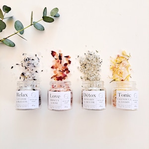 Floral bath salt box, spa box, well-being gift, essential oil bath salts, dried flowers, personalized gift box