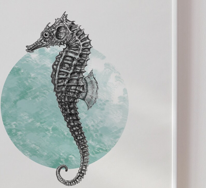 Seahorse Wall Print Modern Seahorse Wall Decor Totem Animal Etsy