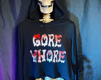 Sweat à capuche léger court Gore Whore pour femme