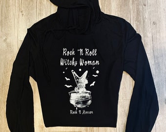 Rock N Roll Witchy Woman Lightweight Cropped Hoodie