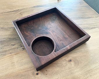 10" X 10" Walnut valet tray.  Wood catchall tray, EDC tray, desk organizer, custom gift.