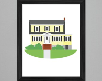 Custom House Portrait Illustration, 8x10 print