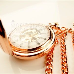 Seventh Anniversary gift, Rose golf finished pocket watch, Wedding gift, Boyfriend gift.