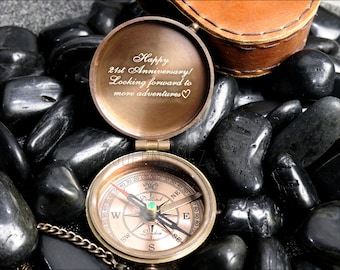 Taufgeschenk, Taufe, Konfirmation, Konfirmation, Gravur Kompass mit reinem Büffelleder, Konfirmationsgeschenk, Taufgeschenk, Taufgeschenk
