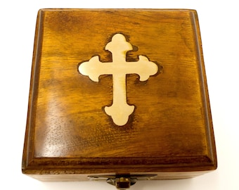 Baptism Day Gift, Baptized, Confirmed, Cross Wooden box Engraved compass, Baptism, Confirmation Gift, Baptism Gift, Christening