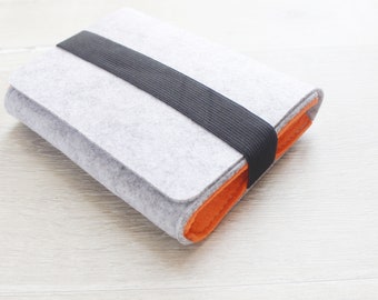 Felt Charger Cable, Power Cord Case, USB Storage Bag, Power Cord bag, Cosmetic Bag, Mouse case, Mouse bag, Camera Case light grey orange 105