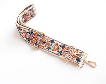Correas para bolso bandolera, correas tejidas con motivos florales retro, correa para bolso, correa de guitarra para bolso, correas tejidas, correa de hombro reemplazable