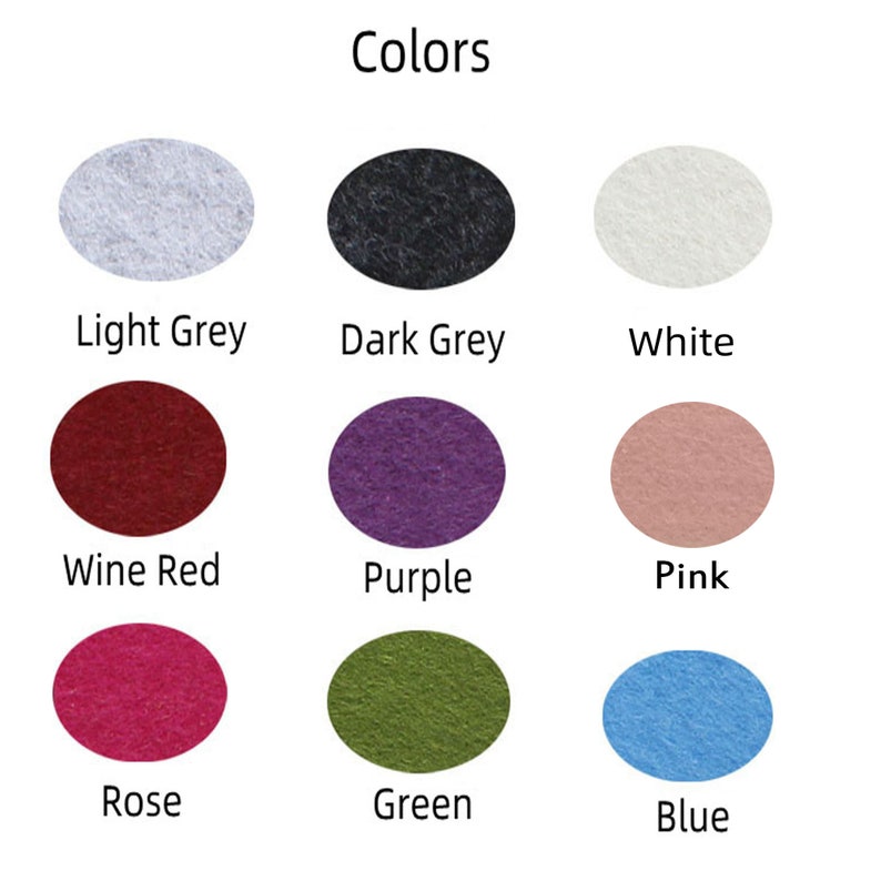 Pode incluir: Um gr&aacute;fico de cores com a palavra "Colors" no topo. Nove amostras de cores ovais s&atilde;o exibidas, cada uma com um nome de cor correspondente: Cinza claro, Cinza escuro, Branco, Vinho tinto, Roxo, Rosa, Rosa, Verde e Azul.