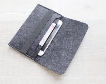 Felt Case Sleeve Bag Holder for iPhone 16 Pro,  iPhone 16, dark grey customized phone size 101GD