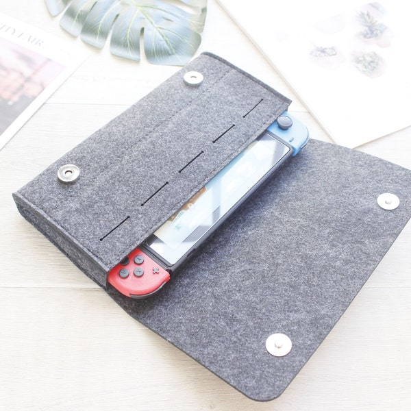 Felt Case Sleeve Cover Bag Holder for Nintendo Switch OLED Game, Switch OLED Sleeve with game card slots,  Switch OLED Accessories