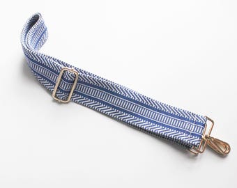 Correa para bolso bandolera, correa de repuesto para bolso, correa ajustable para bolso, correa azul para bolso bandolera, correa estampada para bolsos, herrajes dorados
