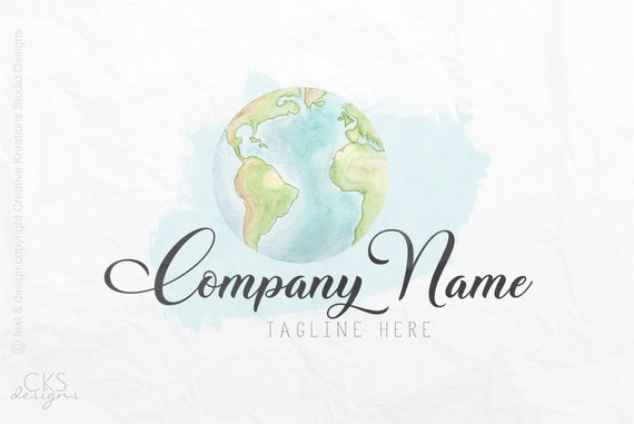 Premade Logo Watermark Travel Blogger Logo Globe Logo World Etsy