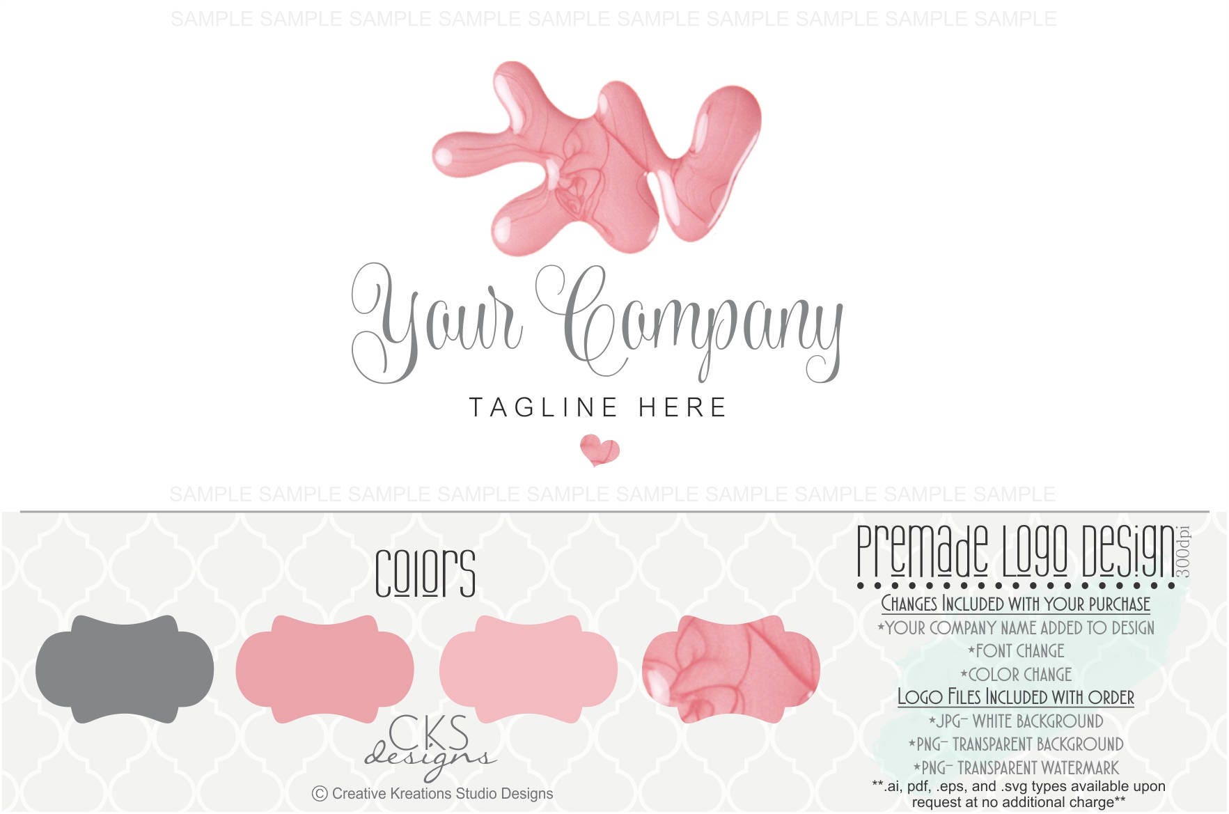 Premade Nail Spa Logo Nail Polish Logo Nail Salon Logo Nail Etsy