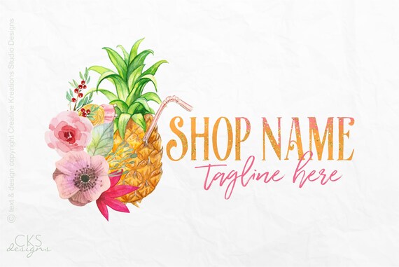 Premade Logo Watermark Pineapple Logo Fruit Logo Food Logo Etsy