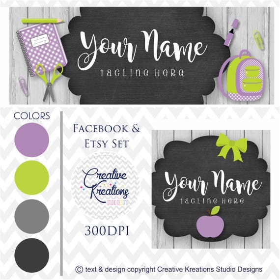 Timeline Banner Back To School Facebook Cover Set Facebook Etsy