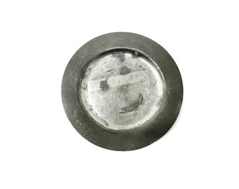 Vintage Hammered Pewter Underplate, Colonial Revival Charger, Rustic Farmhouse Metalware, Hand Crafted Pewter Platter