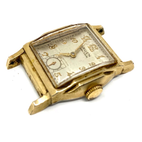 Antique Gruen Curvex Precision Gold Filled Men’s Wristwatch, Gruen Veri-Thin Gold-filled Wrist Watch 1945, Gruen 440 Manual Swiss Movement