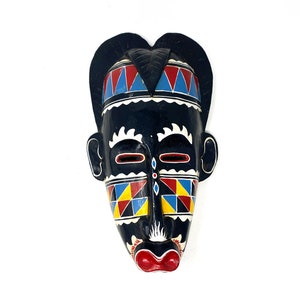 Vintage Original Handmade West African Wood Mask, Hand Carved Wood Mask, Handmade Wood Folk Mask, Wood Tribal Mask, Vintage Wood Mask