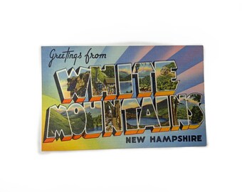 1940s White Mountains New Hampshire Linen Postcard, Tichnor Quality View