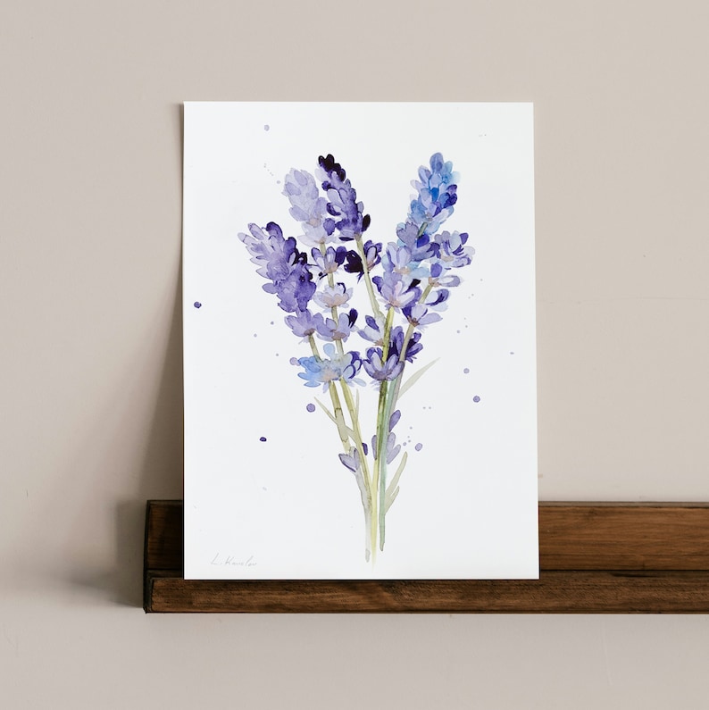 ORIGINAL Lavender Watercolor Painting, Handpainted Artwork, Oneofa