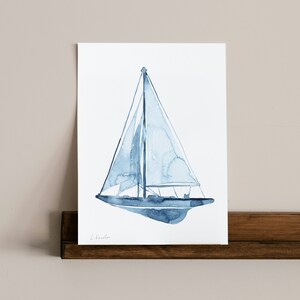 ORIGINAL Sailing Boat watercolor painting, hand-painted artwork, one-of-a-kind watercolor original, unique wall art, nautical decor image 3