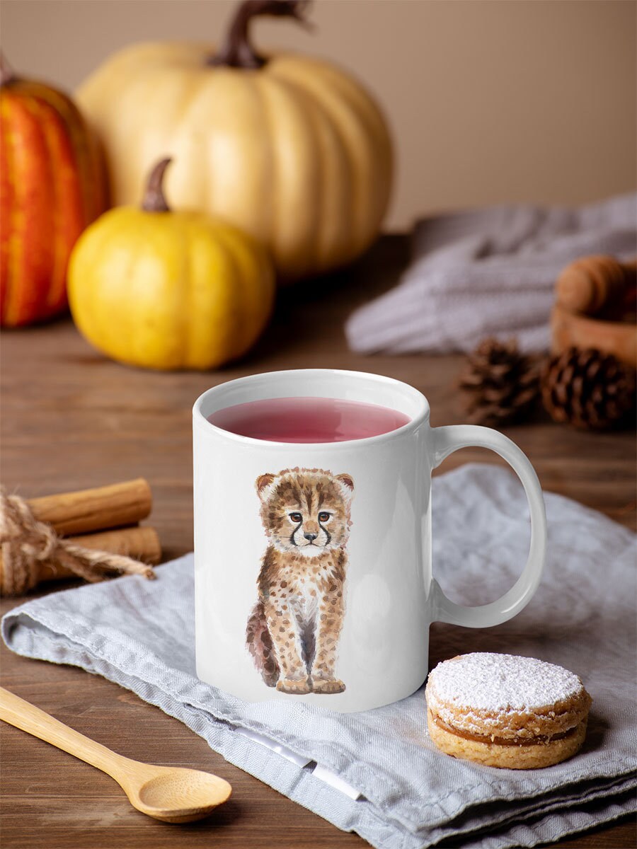 Baby Cheetah Mug, Funny Cheetah Coffee Cup, Colorful Animal Mug