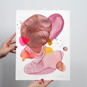 ORIGINAL Abstract watercolor painting, hand-painted artwork, one-of-a-kind watercolor original, unique wall art,  Modern