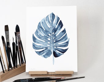 ORIGINAL Monstera watercolor painting, hand-painted artwork, one-of-a-kind watercolor original, unique wall art, botanical, plant