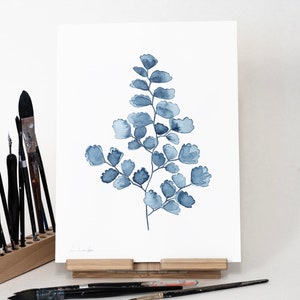 Pittura ad acquerello ORIGINALE Capelvenere, opere d'arte dipinte a mano, acquerello unico nel suo genere, arte murale unica, botanica, pianta