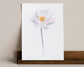 ORIGINAL Water Lily watercolor painting, hand-painted artwork, one-of-a-kind watercolor original, unique wall art, botanical, plant