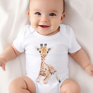 Baby Bodysuit with Cute Giraffe Print