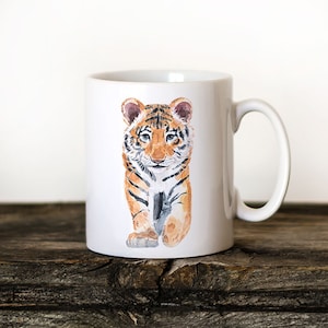 Tiger coffee mug, funny tiger cup, baby tiger, colorful animal mug, nursery mug, hot chocolate mug, safari mug, Xmas gift mug